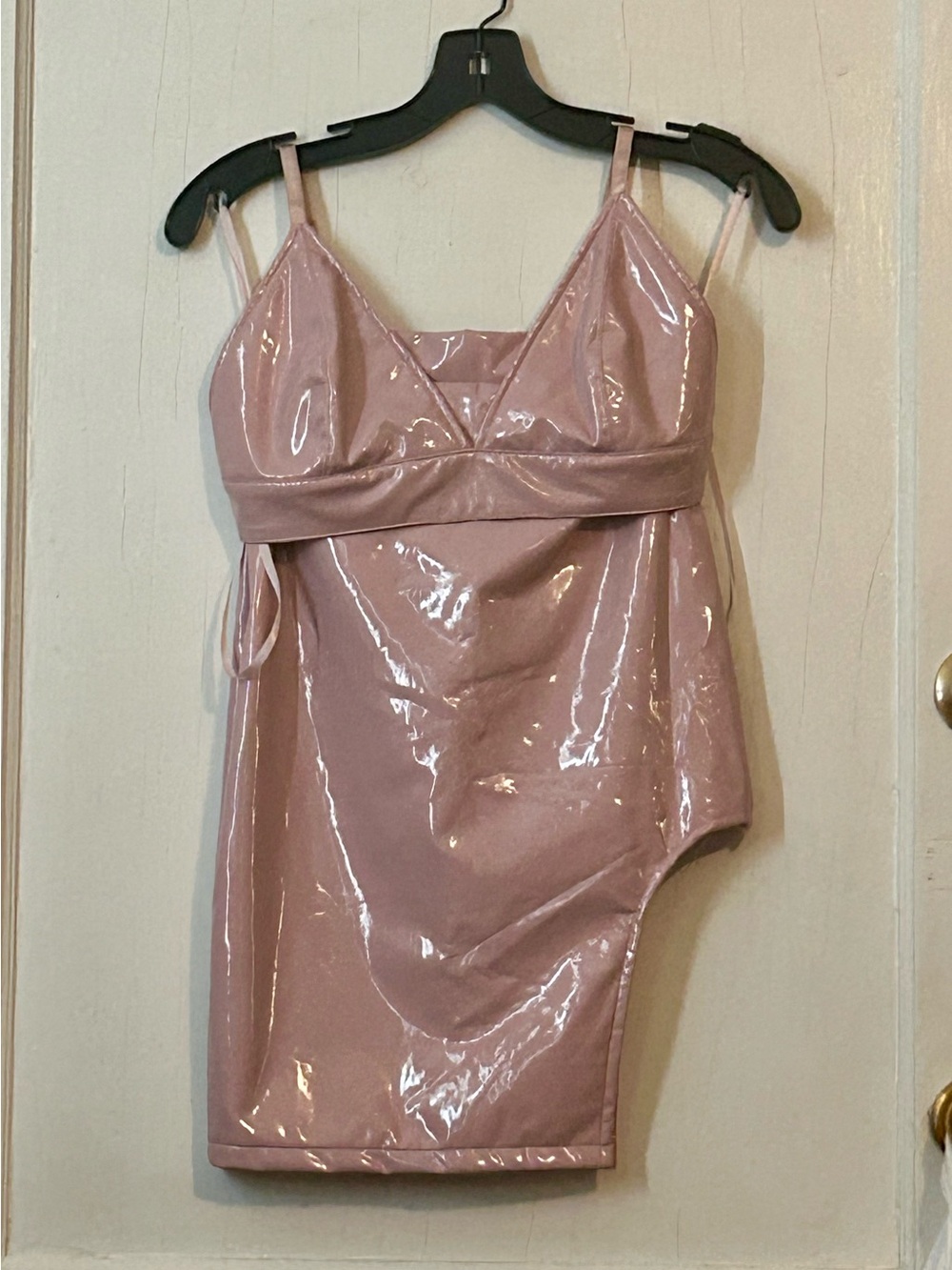 Fashion Nova Shiny Blush Pink Vinyl bodycon mini dress🔥
